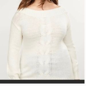 LANE BRYANT IVORY SWEATER, WIDE NECK 14/16
